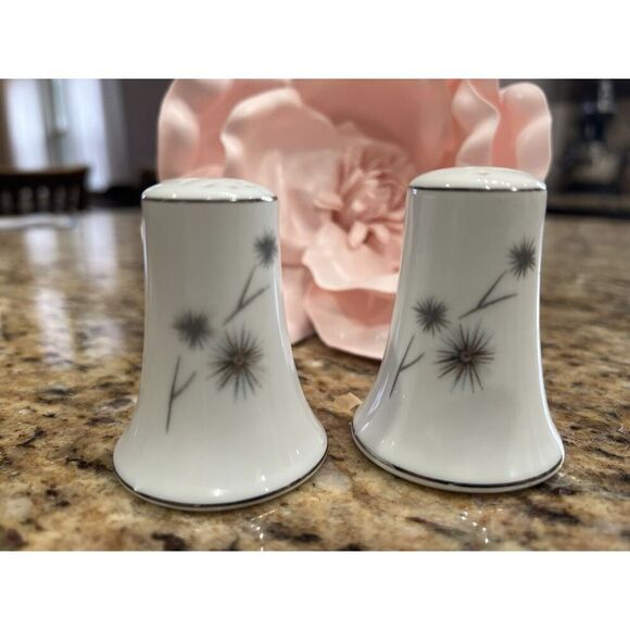Creative Salt & Pepper Shaker Platinum Star Burst Fine China Japan 1014 Atomic - Picture 3 of 9